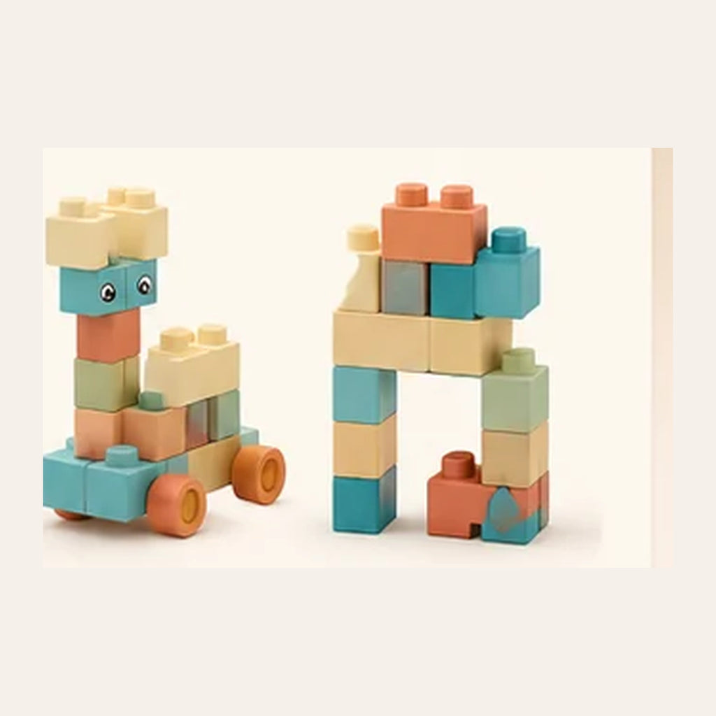 Tabouret Enfant 2 en 1 Coffre de Rangement + 20 Blocs de Construction | Sans BPA