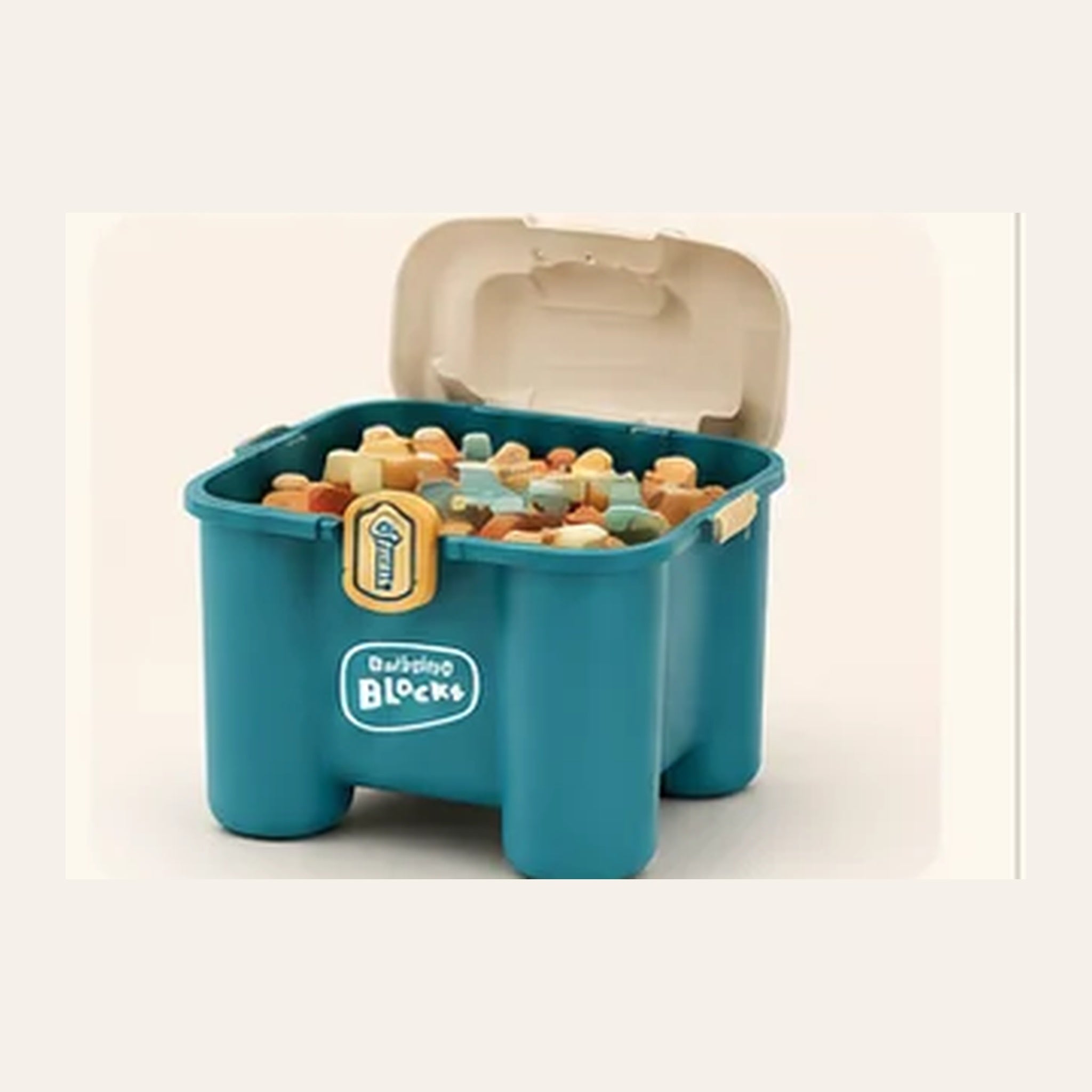 Tabouret Enfant 2 en 1 Coffre de Rangement + 20 Blocs de Construction | Sans BPA